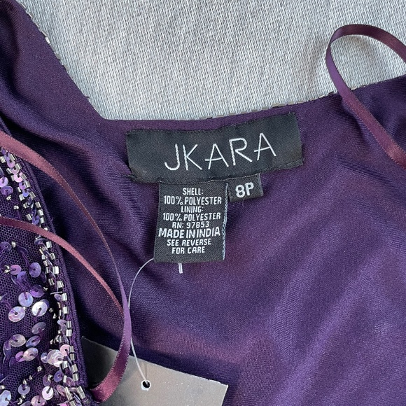 J Kara Women's 3/4 Sleeve V-Neck Beaded Top Long Gown NWT 8P - Picture 8 of 10